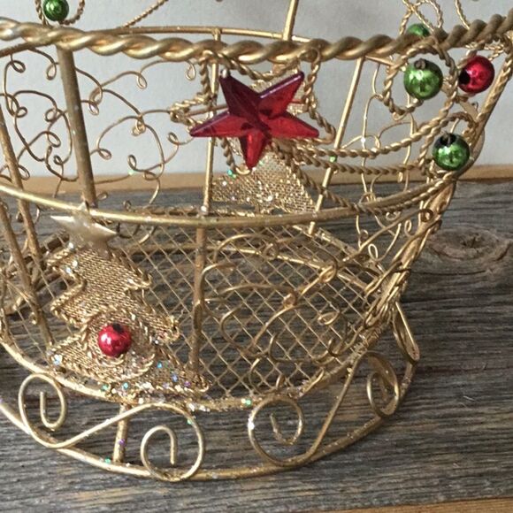 Christmas basket with handle classic gift Xmas - Picture 4 of 5